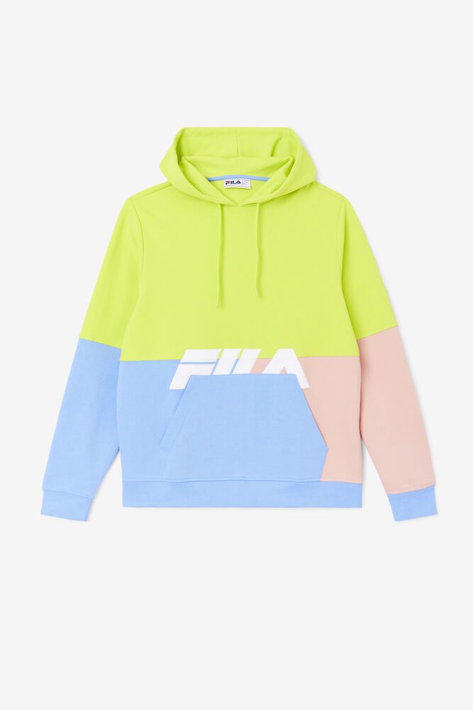 Fila Madu Light Green/Blue Hoodie Mens - NZ 12458-ZQHU